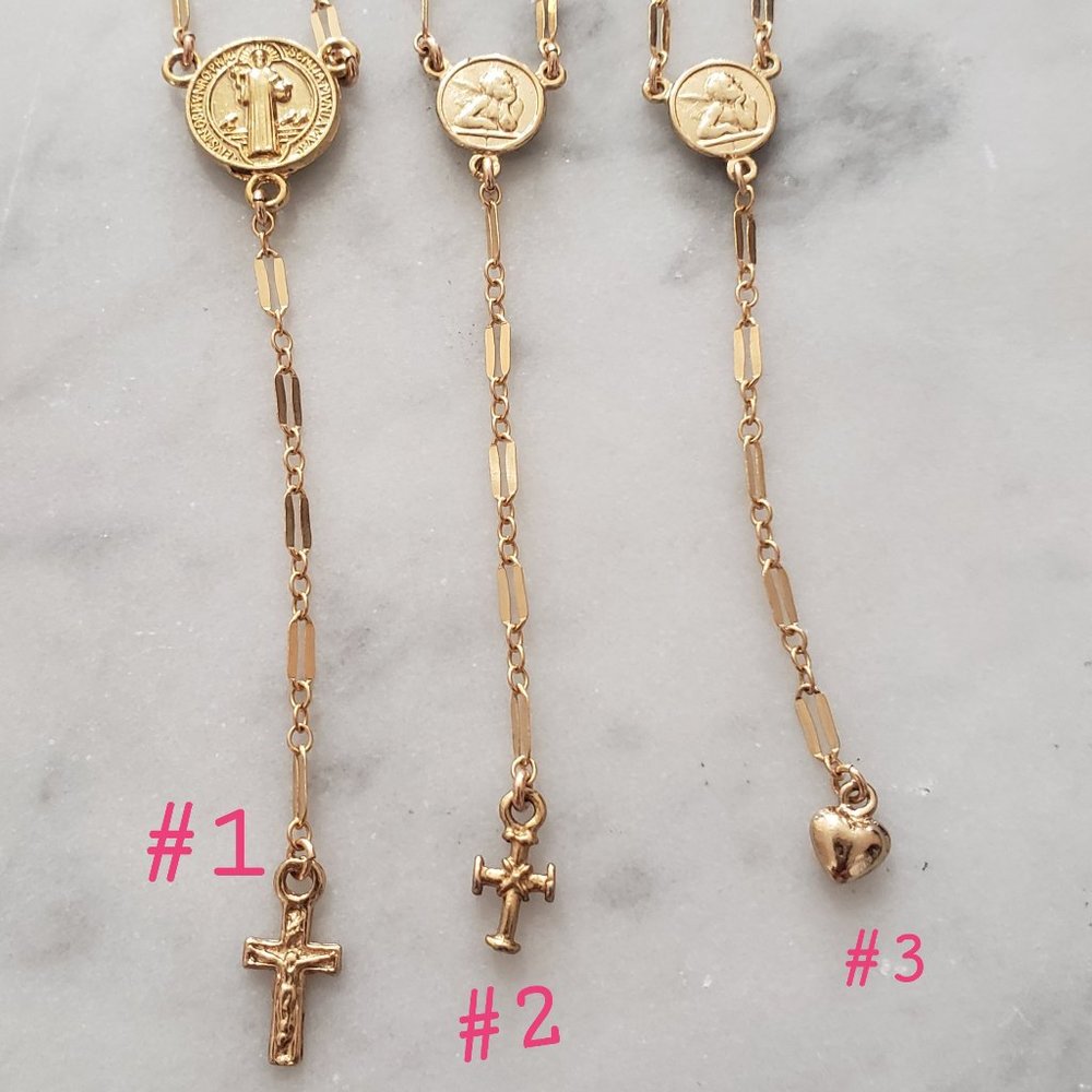 Rosary Necklaces Saint Benedict and Baby Angel